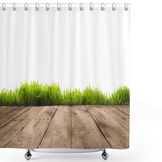 Personality  Wooden Planks And Sward Shower Curtains