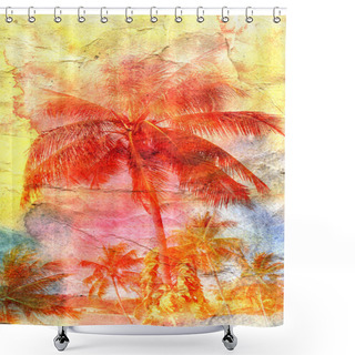 Personality  Watercolor Silhouettes Of Palm Trees  Shower Curtains