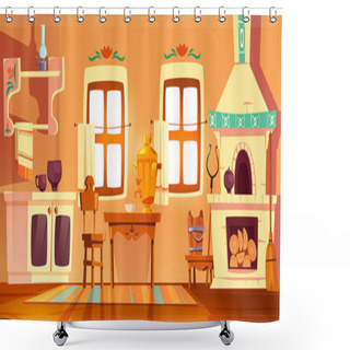 Personality  Old Rural Russian Kitchen Oven And Samovar Shower Curtains