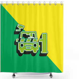 Personality  Barrier Green And Yellow Modern 3d Vector Icon Logo Shower Curtains