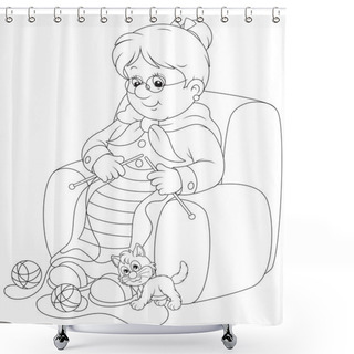 Personality  Granny Knitting Shower Curtains