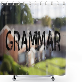 Personality  Announcement Text Caption Showing Grammar. Business Concept For  The Basic Rules Of Syntax Grammatical Language Written On Old Brick Background With Copy Space Shower Curtains