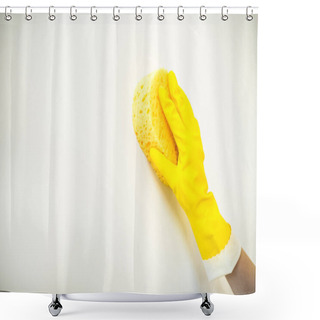 Personality  Woman Cleaning Wall Shower Curtains
