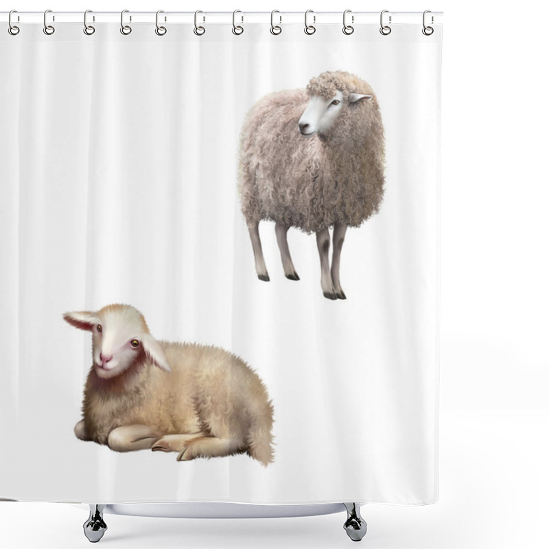 Personality  Sheep isolated on white shower curtains