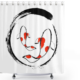 Personality  Koi Logo Japan Fish Japanese Symbol Background Illustration Vector Stock Shower Curtains