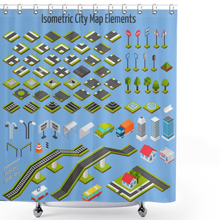 Personality  Isometric City Map Elements Shower Curtains