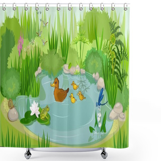 Personality  At The Pond Shower Curtains