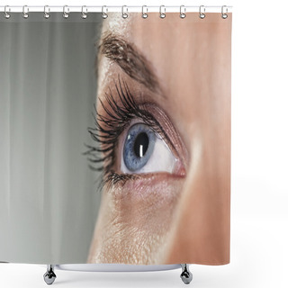 Personality  Blue Eye On Grey Background (shallow DoF) Shower Curtains