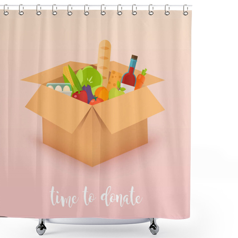 Personality  Time To Donate. Food Donation Shower Curtains