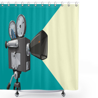 Personality  Vintage Cinema Camera With Light Shower Curtains