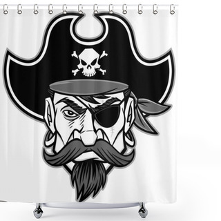 Personality  Pirate Mascot Illustration - A Cartoon Illustration Of A Pirate Mascot. Shower Curtains