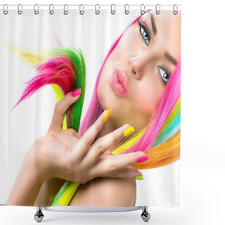 Personality  Girl  With Colorful Makeup Shower Curtains