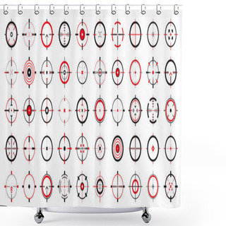 Personality  Crosshair, Gun Sight Vector Icons. Bullseye, Black Target Or Aim Symbol. Military Rifle Scope, Shooting Mark Sign. Targeting, Aiming For A Shot. Archery, Hunting And Sports Shooting. Game UI Element. Shower Curtains