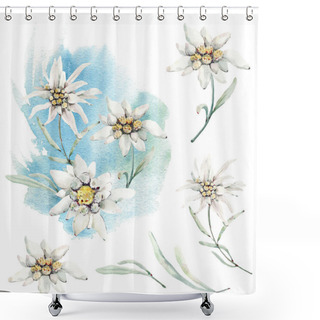 Personality  Handpainted Watercolor Wild Flowers And Herbs. It's Perfect For Greeting Cards, Wedding Invitation, Wedding Design, Birthday And Mother's Day Cards. Watercolor Botanical Illustration Isolated On White Background. Shower Curtains