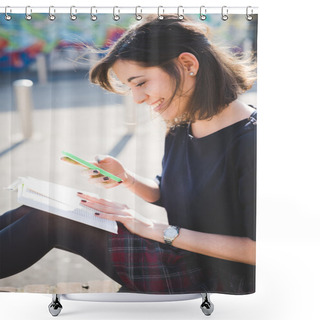 Personality  Young Pretty Woman Reading Book Shower Curtains