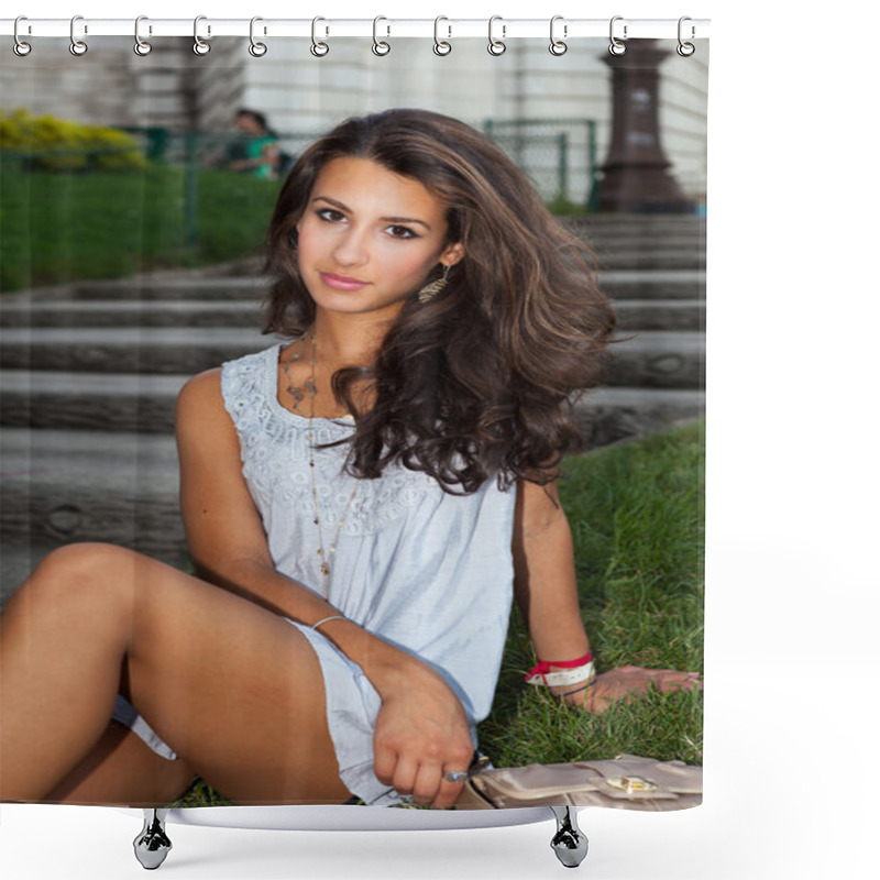 Personality  Beautiful Young Woman in Paris shower curtains