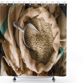 Personality  Raw Coffee Beans Seeds Bulk Burlap Sack Production Warehouse Shower Curtains