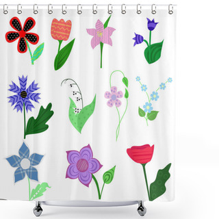 Personality  Set Of Collage Flowers Shower Curtains