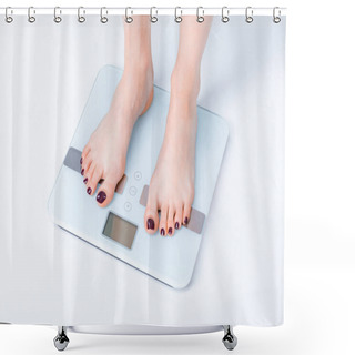 Personality  Woman On Digital Scales Shower Curtains