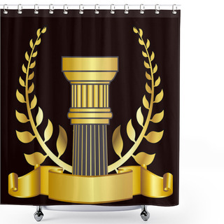Personality  Old-style Greece Column And Gold Laurel Wreathgold Laurel Wreath. Eps10 Vector Illustration Shower Curtains