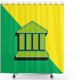 Personality  Bank Green And Yellow Modern 3d Vector Icon Logo Shower Curtains