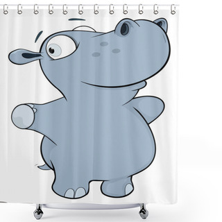 Personality  Little Hippopotamus Shower Curtains
