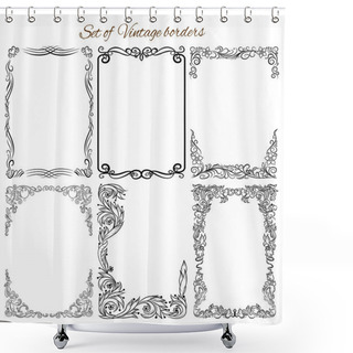 Personality  Set Of Vintage Ornamental Borders. Shower Curtains
