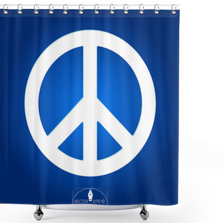 Personality  Peace Sign Isolated On Blue Background Shower Curtains