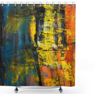 Personality  Abstract Painted Canvas. Oil Paints On A Palette. Colorful Background. Brush, Stain. Shower Curtains