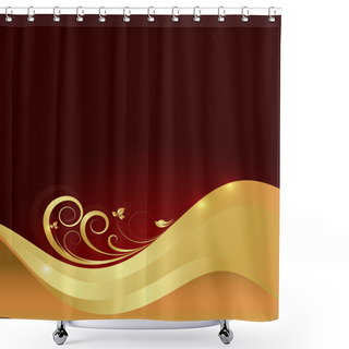 Personality  Golden Wave Flourish Backdrop Shower Curtains