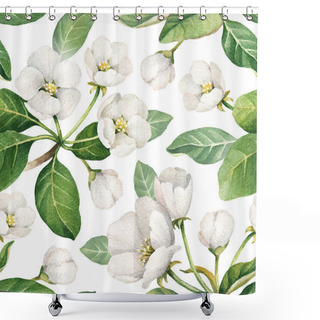 Personality  Watercolor Illustrations Of Apple Flowers Shower Curtains