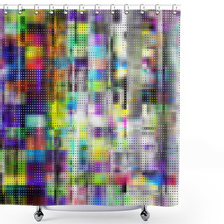 Personality  Vector Image With Imitation Of Grunge Datamoshing Texture. Shower Curtains
