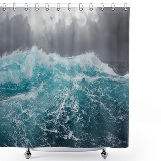 Personality  Sea Wave In The Atlantic Ocean During Storm Shower Curtains