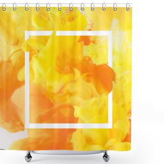 Personality  Creative Design With Flowing Yellow And Orange Paint In White Square Frame Shower Curtains
