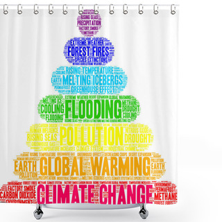 Personality  Climate Change Word Cloud On A White Background.  Shower Curtains