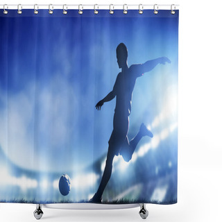 Personality  A Player Shooting On Goal Shower Curtains