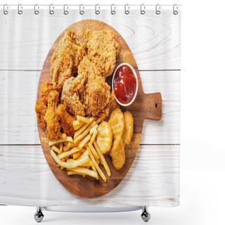 Personality  Fried Chicken With French Fries And Nuggets Meal - Junk Food And Unhealthy Food Shower Curtains