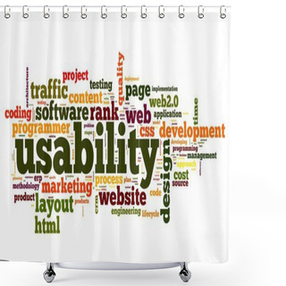 Personality  Web Usability Concept In Tag Cloud On White Background Shower Curtains