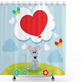 Personality  Mouse With His Heart In His Hands Shower Curtains