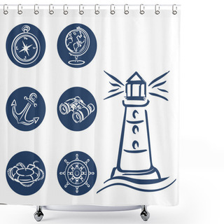 Personality  Icons Marine Symbols Shower Curtains