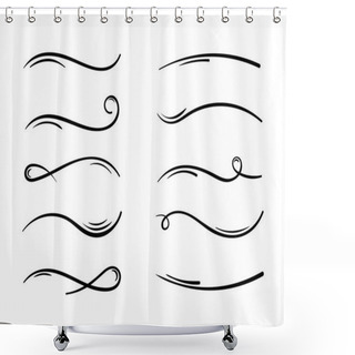 Personality  Hand Drawn Collection Of Curly Swishes, Swashes, Swoops. Calligraphy Swirl. Highlight Text Elements Shower Curtains