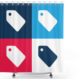 Personality  Black Shop Tag Blue And Red Four Color Minimal Icon Set Shower Curtains
