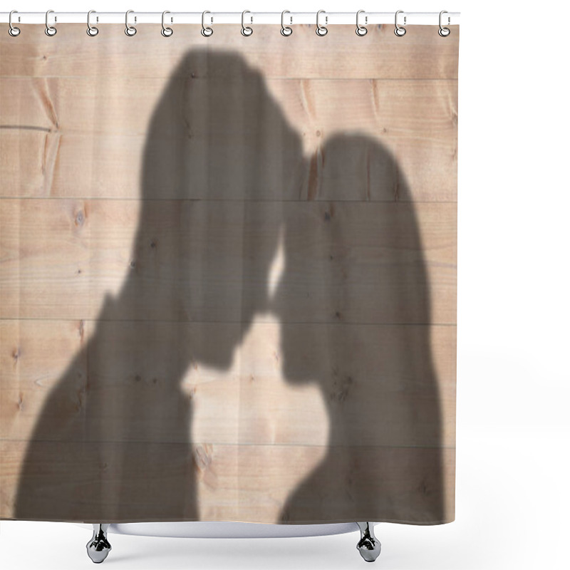Personality  Couple Standing Head Against Head  Shower Curtains