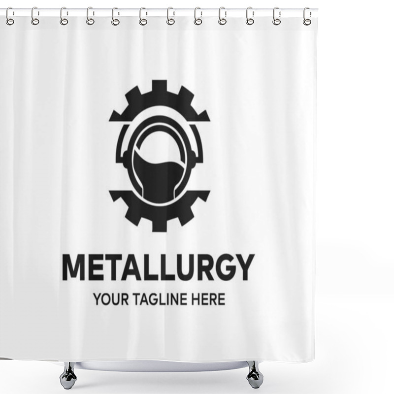 Personality  Metallurgy And Foundry, Iron Molten Metal Pouring In Gear, Logo Design. Heavy Industry And Engineering, Industrial, Vector Design And Illustration Shower Curtains