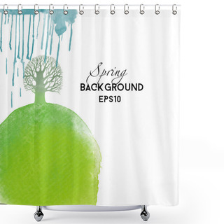 Personality  Watercolor Spring Landscape Shower Curtains