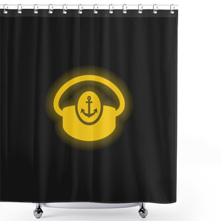 Personality  Boat Captain Hat Yellow Glowing Neon Icon Shower Curtains