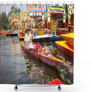 Personality  Colorful Traditional Mexican Boats Trajineras Shower Curtains