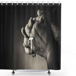 Personality  Praying With A Rosary Shower Curtains