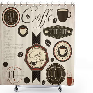 Personality  Vintage Retro Coffee Stamp Shower Curtains