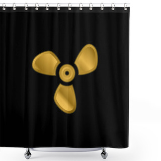 Personality  Big Propeller Gold Plated Metalic Icon Or Logo Vector Shower Curtains